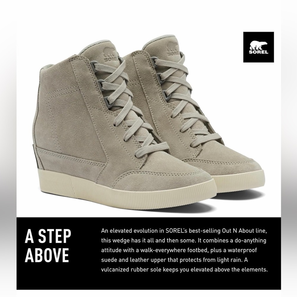 EUC Sorel “Out and About II” Wedge High-Top Sneakers (Dark Gray) waterproof (8) - Picture 3 of 13